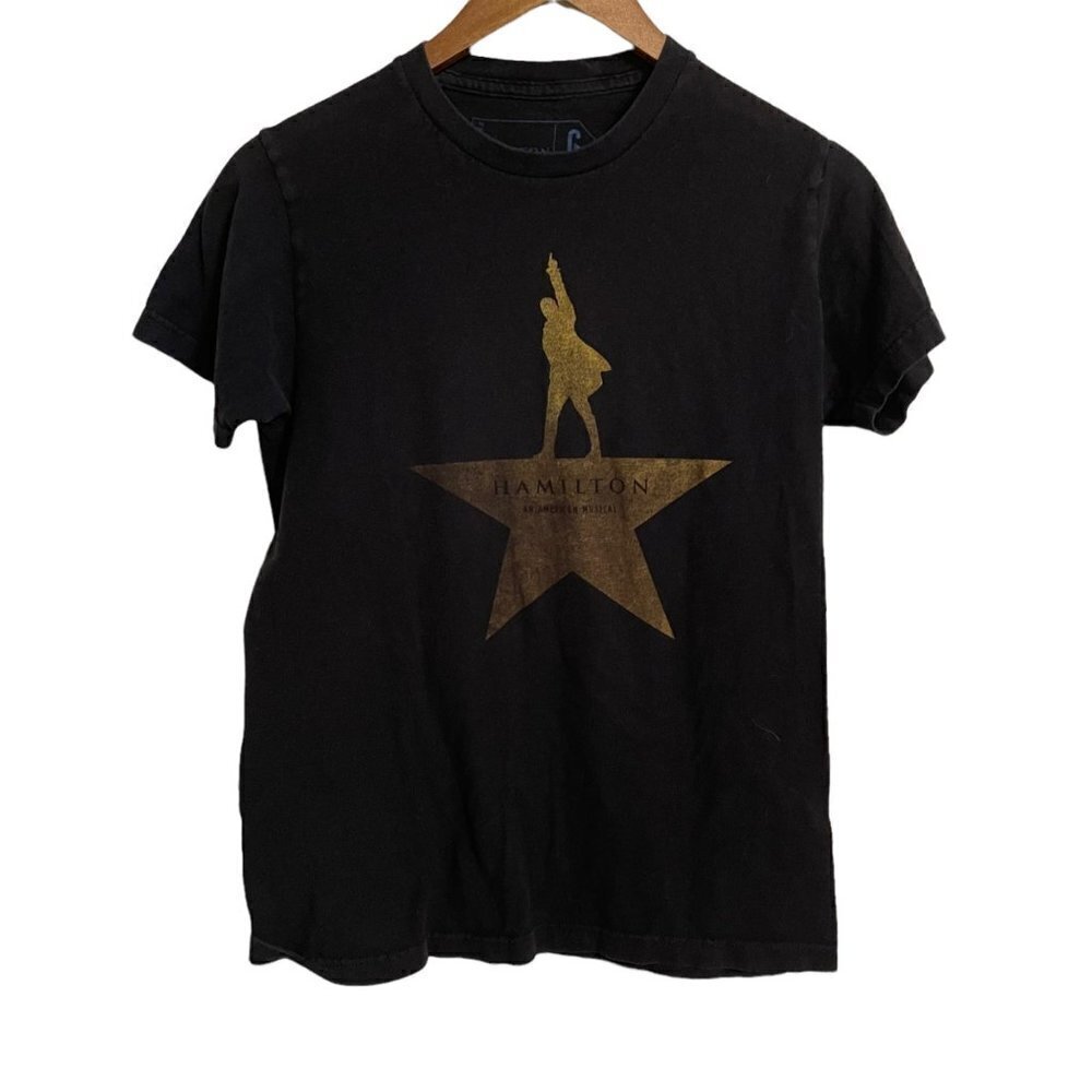 Creative Goods Womens Black Hamilton Graphic Musical Short Sleeve T-Shirt Small